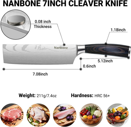 Santoku Knife 7 Inch, Razor Sharp Santoku Knife Set, High Carbon Steel Japanese Chef Knife, Professional Kitchen Knife Set with Full Tang Handle Design for Home Kitchen Coooking