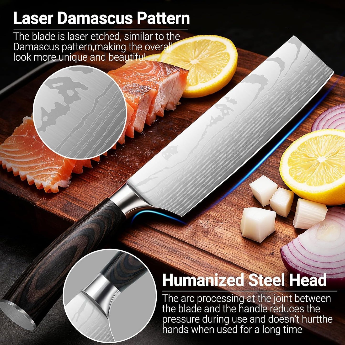 Santoku Knife 7 Inch, Razor Sharp Santoku Knife Set, High Carbon Steel Japanese Chef Knife, Professional Kitchen Knife Set with Full Tang Handle Design for Home Kitchen Coooking