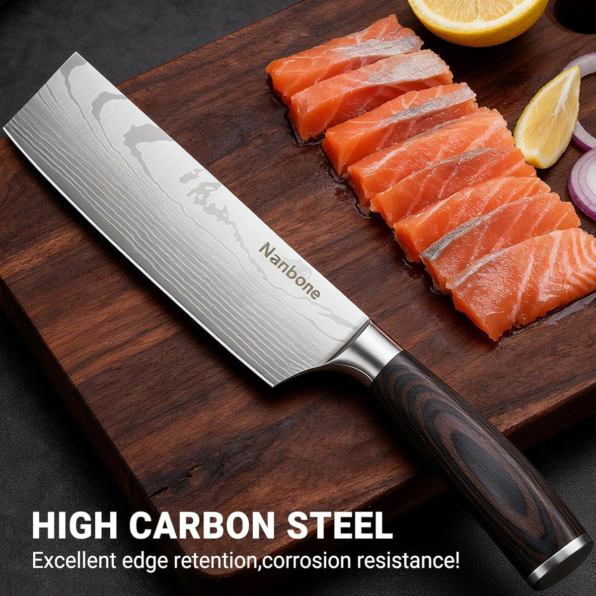 Santoku Knife 7 Inch, Razor Sharp Santoku Knife Set, High Carbon Steel Japanese Chef Knife, Professional Kitchen Knife Set with Full Tang Handle Design for Home Kitchen Coooking