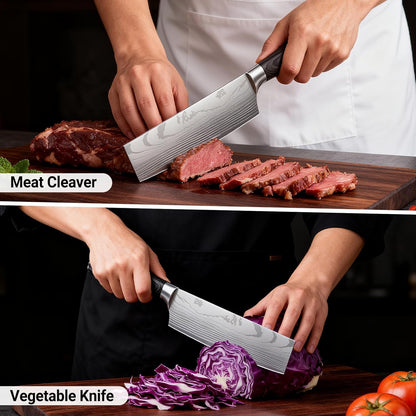 Santoku Knife 7 Inch, Razor Sharp Santoku Knife Set, High Carbon Steel Japanese Chef Knife, Professional Kitchen Knife Set with Full Tang Handle Design for Home Kitchen Coooking