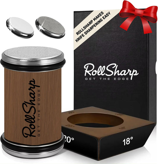 Rolling Knife Sharpener made easy with 2 Diamond Discs & 4 Magnetic Angles 15°/18°/20°/22° for All Kitchen Knife Set, Birthday Gifts for Men & Women
