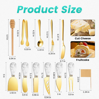 Charcuterie Board Accessories Wooden Cheese Spreader Knive Set, Wood Handle Butter knives For Cheese Kit, Mini Cheese Knife Slicer With Tongs, Spoons, Forks,Honey Dipper (23 Pack)