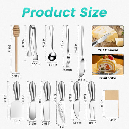 Charcuterie Board Accessories Wooden Cheese Spreader Knive Set, Wood Handle Butter knives For Cheese Kit, Mini Cheese Knife Slicer With Tongs, Spoons, Forks,Honey Dipper (23 Pack)