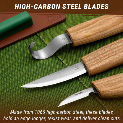 S13 Wood Carving Tools Set for Spoon Carving 3 Knives Wood Carving Kit for Beginners Hook Knife Wood Carving Right-Handed Spoon Carving Whittling Knives (S13 Right-Handed)