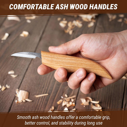 S13 Wood Carving Tools Set for Spoon Carving 3 Knives Wood Carving Kit for Beginners Hook Knife Wood Carving Right-Handed Spoon Carving Whittling Knives (S13 Right-Handed)