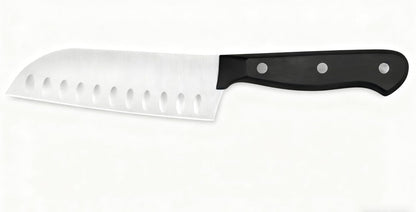 Santoku Knife 5 Inch, Ultra Sharp Chef Knife with High Carbon Stainless Steel - Ergonomic Handle Kitchen Knife for Meat, Vegetables & Fruit, Professional Gourmet Chopping Knife (Black)