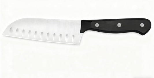 Santoku Knife 5 Inch, Ultra Sharp Chef Knife with High Carbon Stainless Steel - Ergonomic Handle Kitchen Knife for Meat, Vegetables & Fruit, Professional Gourmet Chopping Knife (Black)