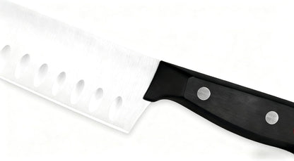Santoku Knife 5 Inch, Ultra Sharp Chef Knife with High Carbon Stainless Steel - Ergonomic Handle Kitchen Knife for Meat, Vegetables & Fruit, Professional Gourmet Chopping Knife (Black)