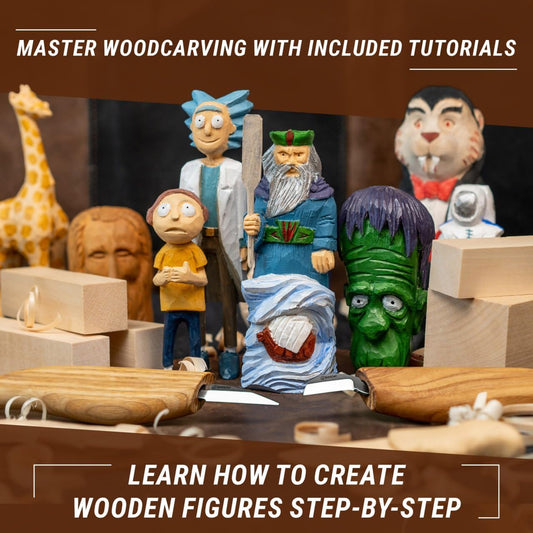 Wood Carving Kit for Beginners S16 – Whittling Knives Sloyd, Chip Wood Carving Knife, Basswood Blocks for Carvers - Whittling Tools Set