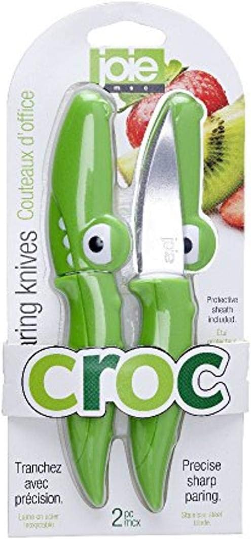 Joie Croc Paring Knife Set, Ergonomic Handle, Cute Crocodile Protective Sheath, 6-Inch, Stainless Steel Blade, Ideal for Cutting and Peeling Produce, BPA-Free Kitchen Tool, 2 Pack