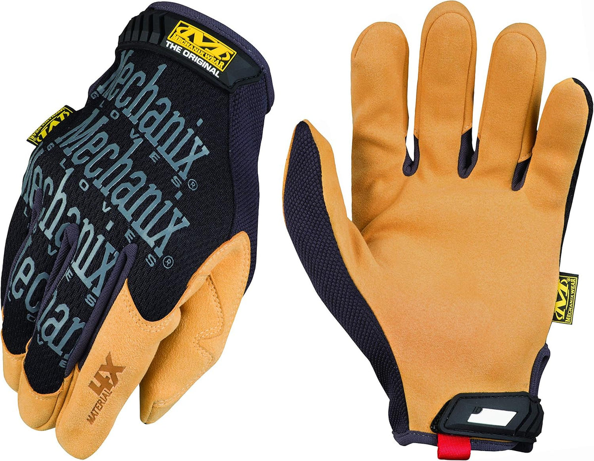 Material4x Original Gloves Brown/Black Medium | Abrasion-Resistant Synthetic Leather with Breathable Comfort Fit & Machine Washable Design for Hand Protection