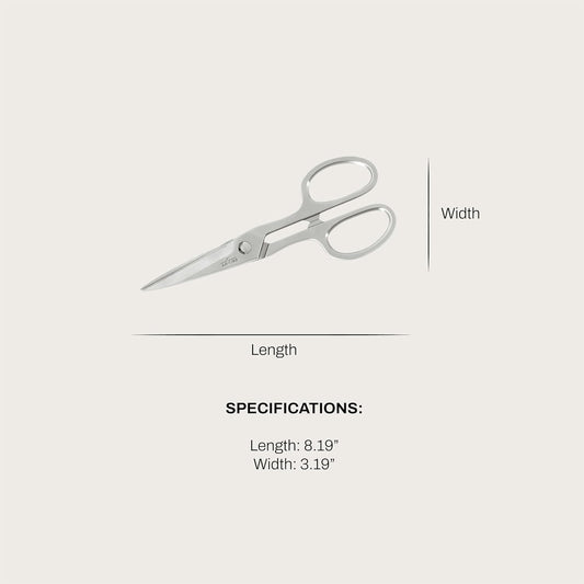 Stainless Steel, All Purpose Kitchen Shears,Heavy gauge, Ergonomic, Rust-resistance, Food Scissors for Kitchen, Chicken, Poultry, Fish, Meat,Shelfish, Snipping herbs, 8.19 inch, Silver