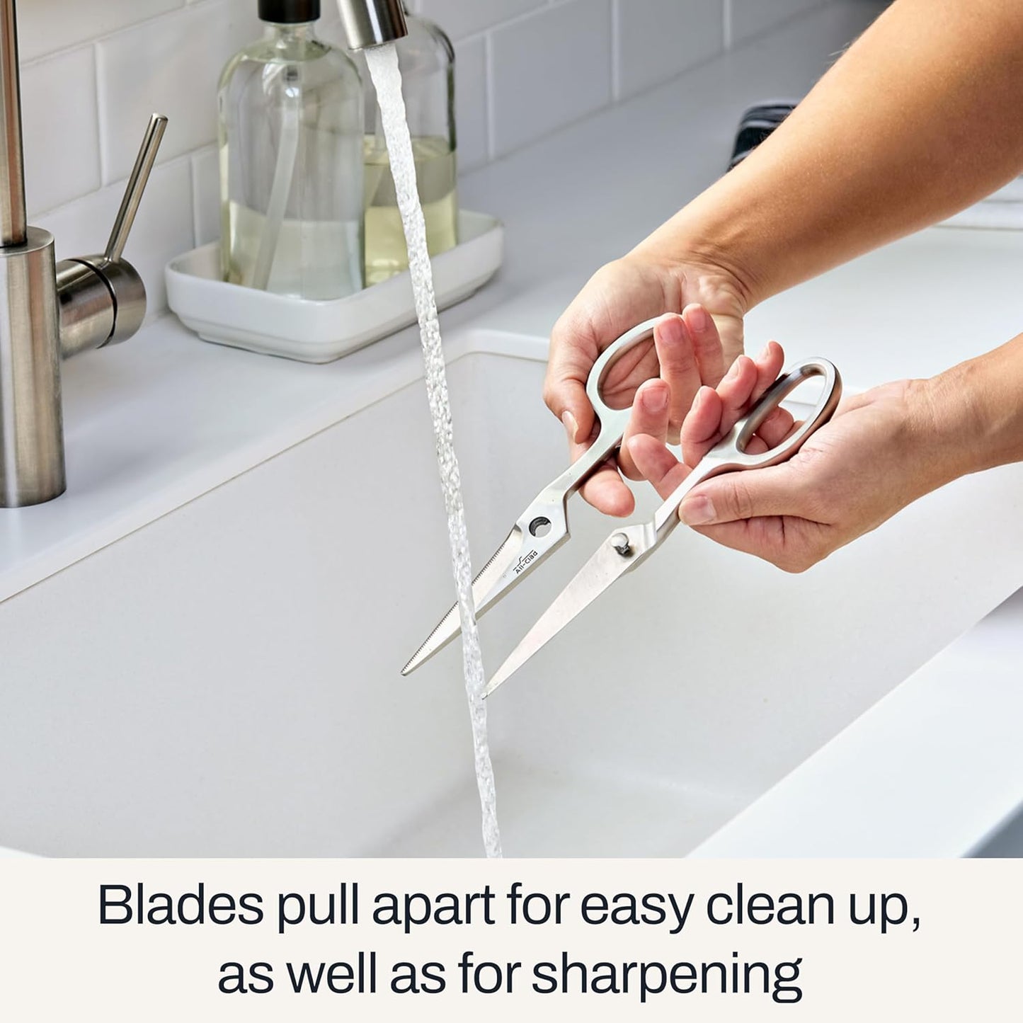 Stainless Steel, All Purpose Kitchen Shears,Heavy gauge, Ergonomic, Rust-resistance, Food Scissors for Kitchen, Chicken, Poultry, Fish, Meat,Shelfish, Snipping herbs, 8.19 inch, Silver