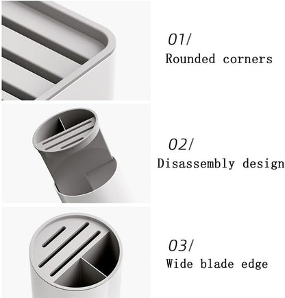 Universal Kitchen Knife Block Holder,Knife Stand Without Knives,Knife Counter-top Storage with Scissors-Slot,Space-Saving Knife Storage Organizer