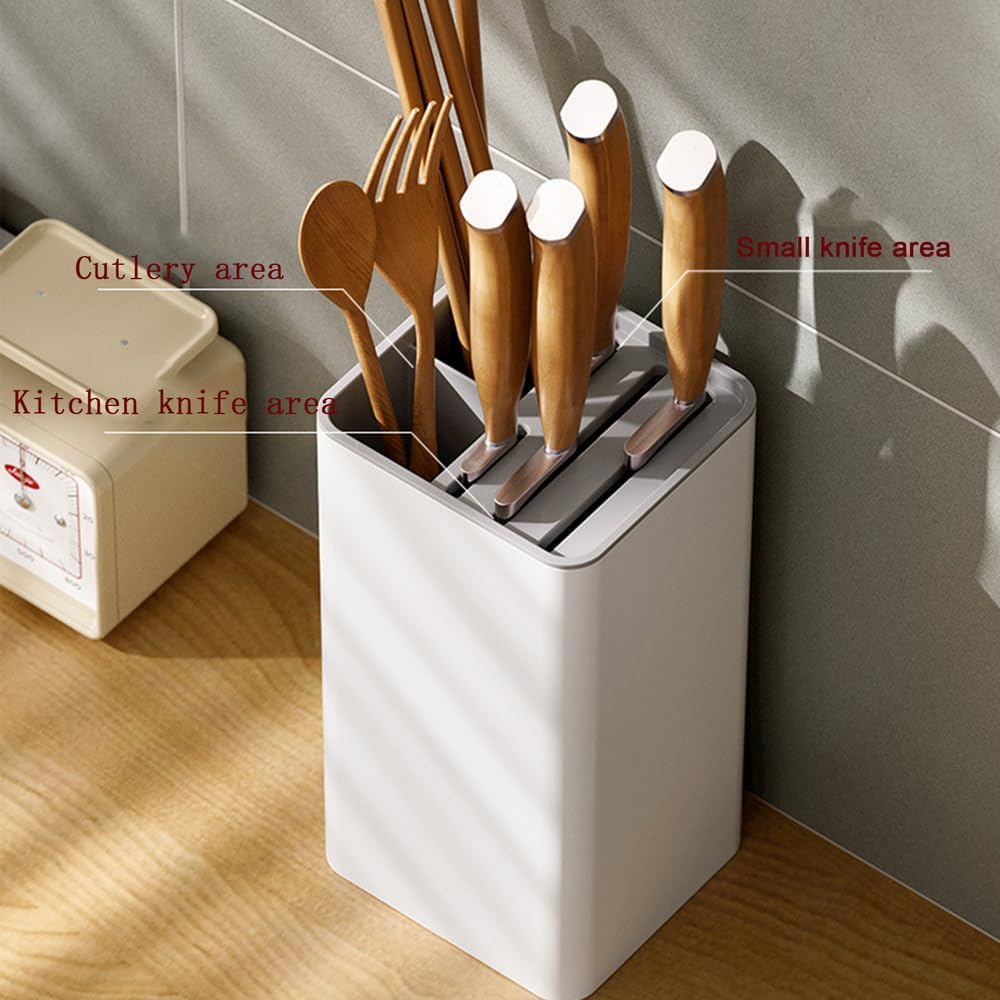 Universal Kitchen Knife Block Holder,Knife Stand Without Knives,Knife Counter-top Storage with Scissors-Slot,Space-Saving Knife Storage Organizer