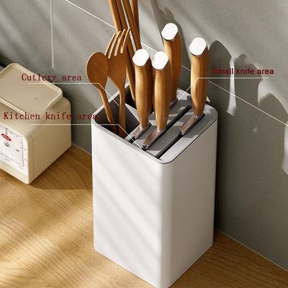 Universal Kitchen Knife Block Holder,Knife Stand Without Knives,Knife Counter-top Storage with Scissors-Slot,Space-Saving Knife Storage Organizer