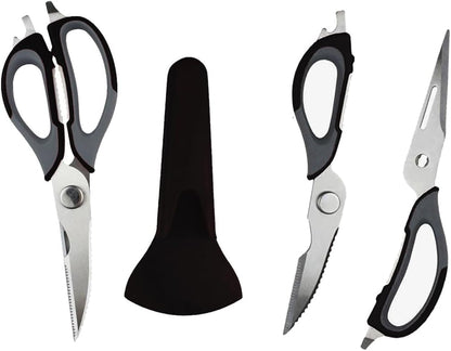 Kitchen Scissor, Professional Sturdy Stainless Steel Multipurpose Food Scissors with Cover, Heavy Duty Sharp Shear Cooking Scissors for Vegetables Meats Fish Scale, Bottle Opener (Purple)