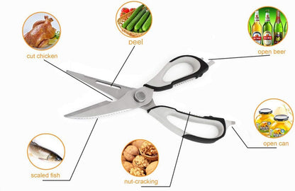 Kitchen Scissor, Professional Sturdy Stainless Steel Multipurpose Food Scissors with Cover, Heavy Duty Sharp Shear Cooking Scissors for Vegetables Meats Fish Scale, Bottle Opener (Purple)