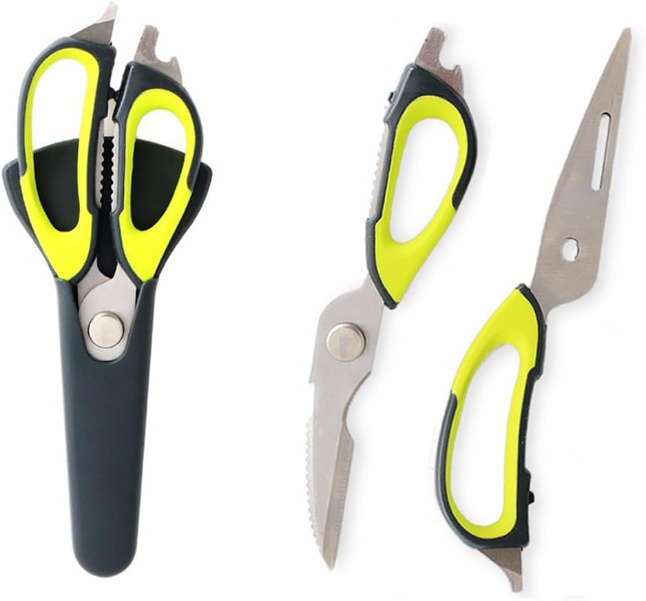 Kitchen Scissor, Professional Sturdy Stainless Steel Multipurpose Food Scissors with Cover, Heavy Duty Sharp Shear Cooking Scissors for Vegetables Meats Fish Scale, Bottle Opener (Purple)