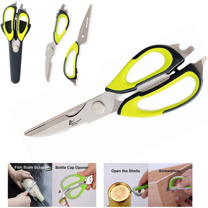 Kitchen Scissor, Professional Sturdy Stainless Steel Multipurpose Food Scissors with Cover, Heavy Duty Sharp Shear Cooking Scissors for Vegetables Meats Fish Scale, Bottle Opener (Purple)