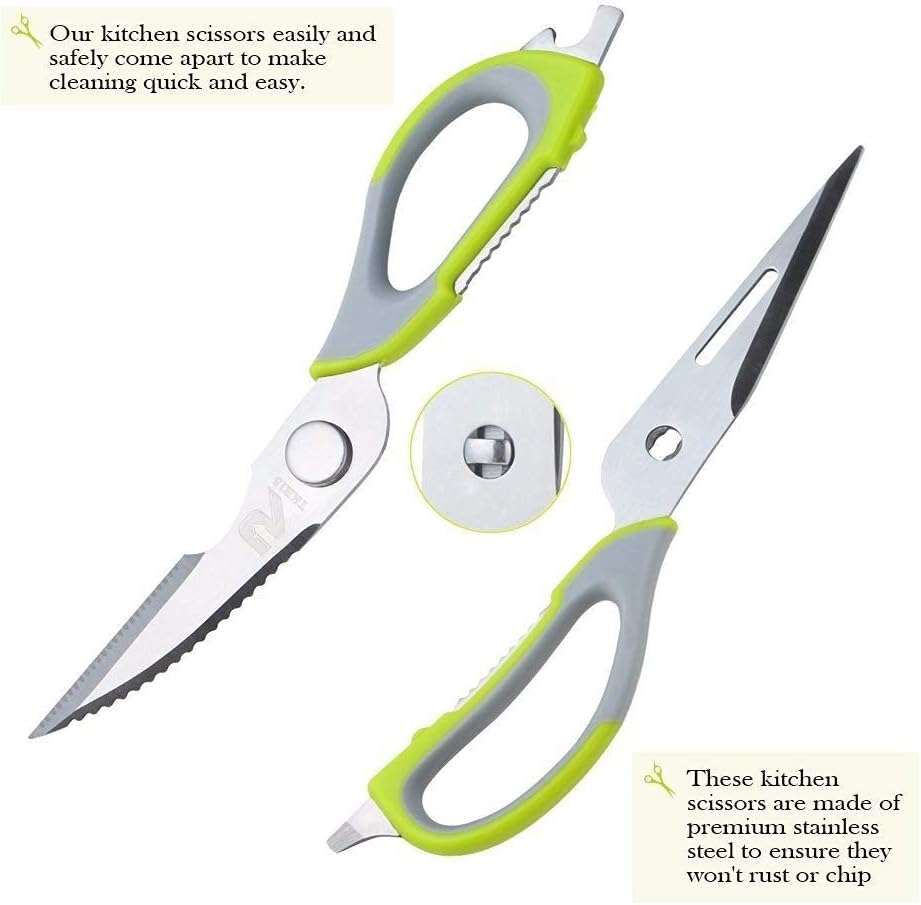 Kitchen Scissor, Professional Sturdy Stainless Steel Multipurpose Food Scissors with Cover, Heavy Duty Sharp Shear Cooking Scissors for Vegetables Meats Fish Scale, Bottle Opener (Purple)