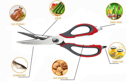 Kitchen Scissor, Professional Sturdy Stainless Steel Multipurpose Food Scissors with Cover, Heavy Duty Sharp Shear Cooking Scissors for Vegetables Meats Fish Scale, Bottle Opener (Purple)