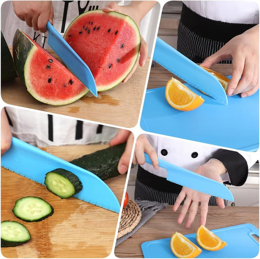 Professional Lettuce Knife to Prevent From Turning Brown, 11" Plastic Serrated Knives for Veggie, Fruit, Cake, Salad, Chef Knife for Cutting - Safe & Durable Nylon Knife Set, 3 Pack