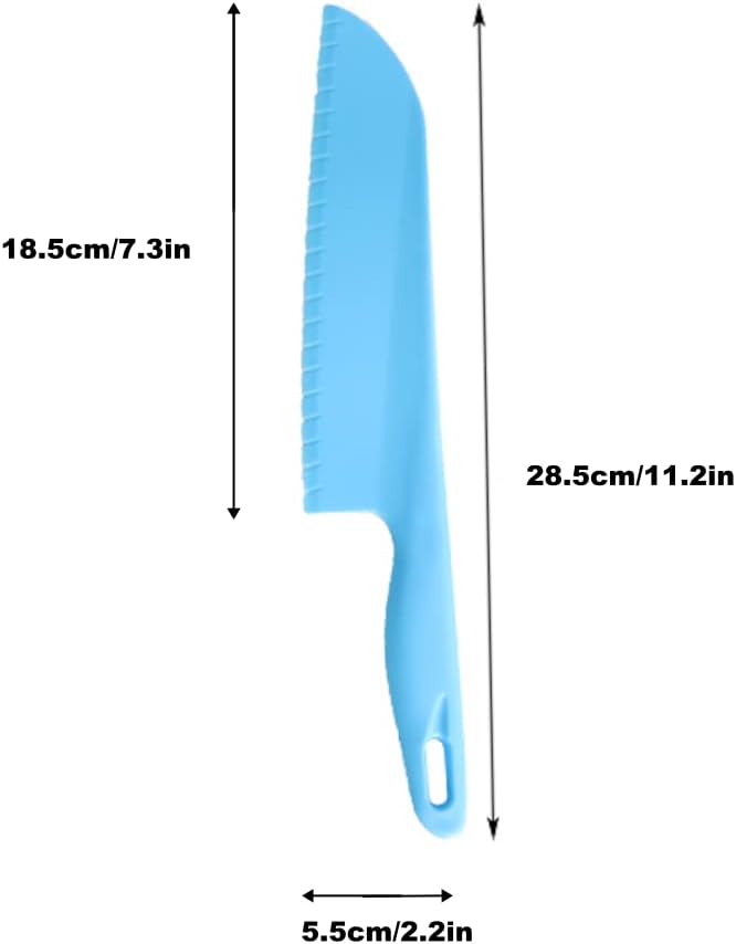 Professional Lettuce Knife to Prevent From Turning Brown, 11" Plastic Serrated Knives for Veggie, Fruit, Cake, Salad, Chef Knife for Cutting - Safe & Durable Nylon Knife Set, 3 Pack
