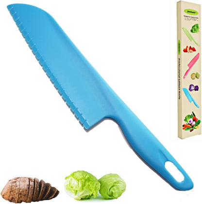 Professional Lettuce Knife to Prevent From Turning Brown, 11" Plastic Serrated Knives for Veggie, Fruit, Cake, Salad, Chef Knife for Cutting - Safe & Durable Nylon Knife Set, 3 Pack