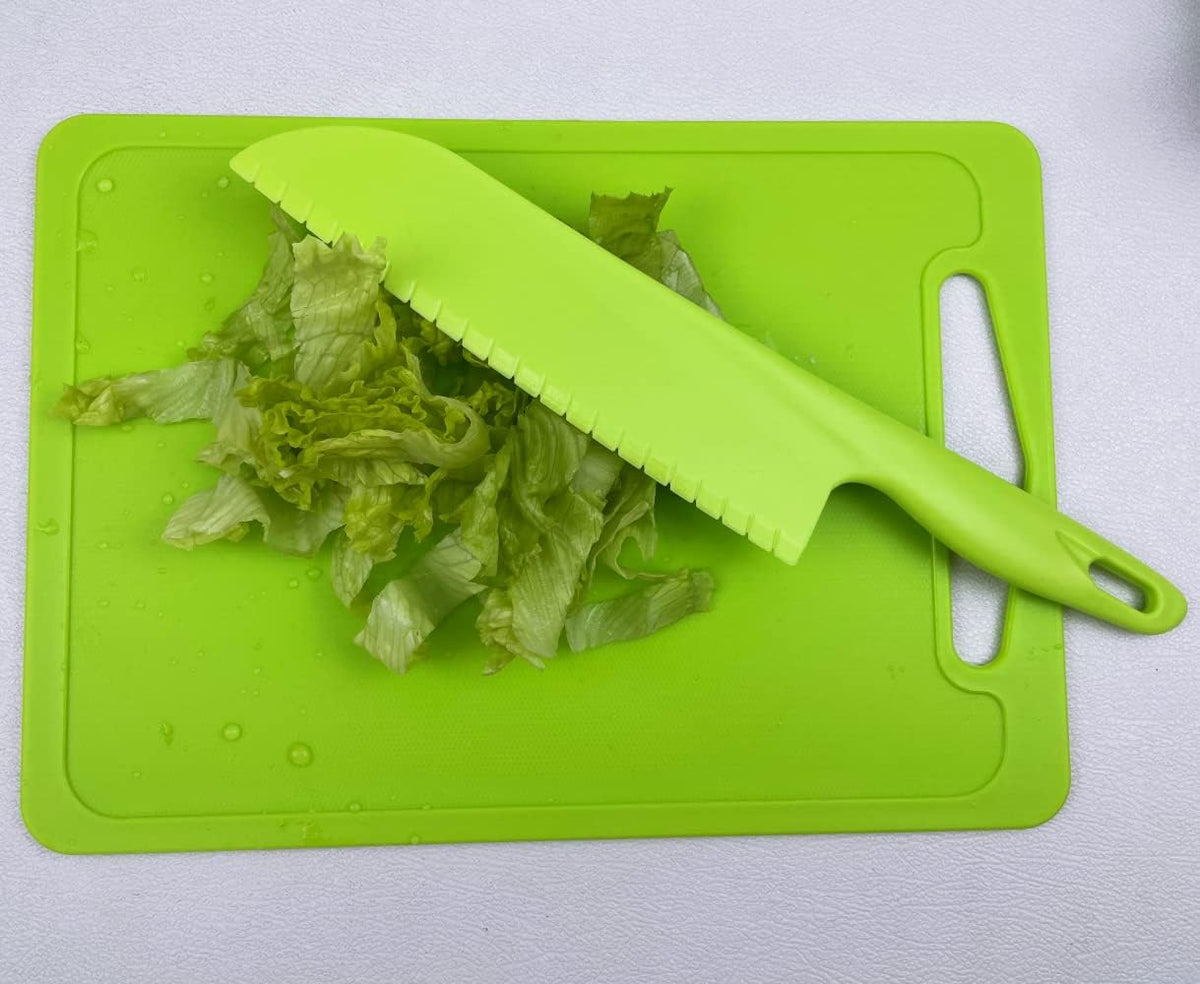 Professional Lettuce Knife to Prevent From Turning Brown, 11" Plastic Serrated Knives for Veggie, Fruit, Cake, Salad, Chef Knife for Cutting - Safe & Durable Nylon Knife Set, 3 Pack