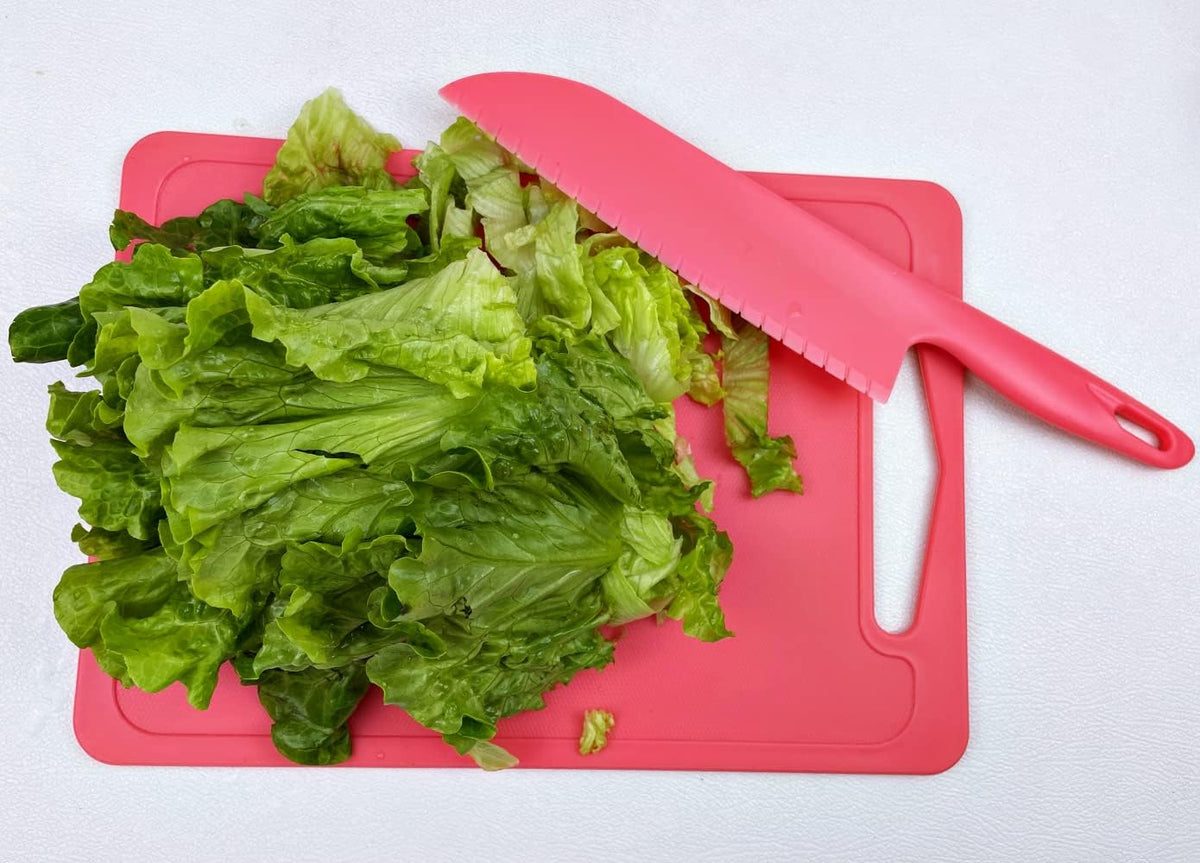 Professional Lettuce Knife to Prevent From Turning Brown, 11" Plastic Serrated Knives for Veggie, Fruit, Cake, Salad, Chef Knife for Cutting - Safe & Durable Nylon Knife Set, 3 Pack