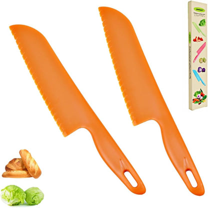 Professional Lettuce Knife to Prevent From Turning Brown, 11" Plastic Serrated Knives for Veggie, Fruit, Cake, Salad, Chef Knife for Cutting - Safe & Durable Nylon Knife Set, 3 Pack