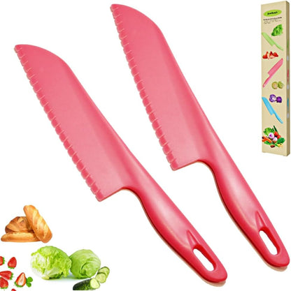 Professional Lettuce Knife to Prevent From Turning Brown, 11" Plastic Serrated Knives for Veggie, Fruit, Cake, Salad, Chef Knife for Cutting - Safe & Durable Nylon Knife Set, 3 Pack