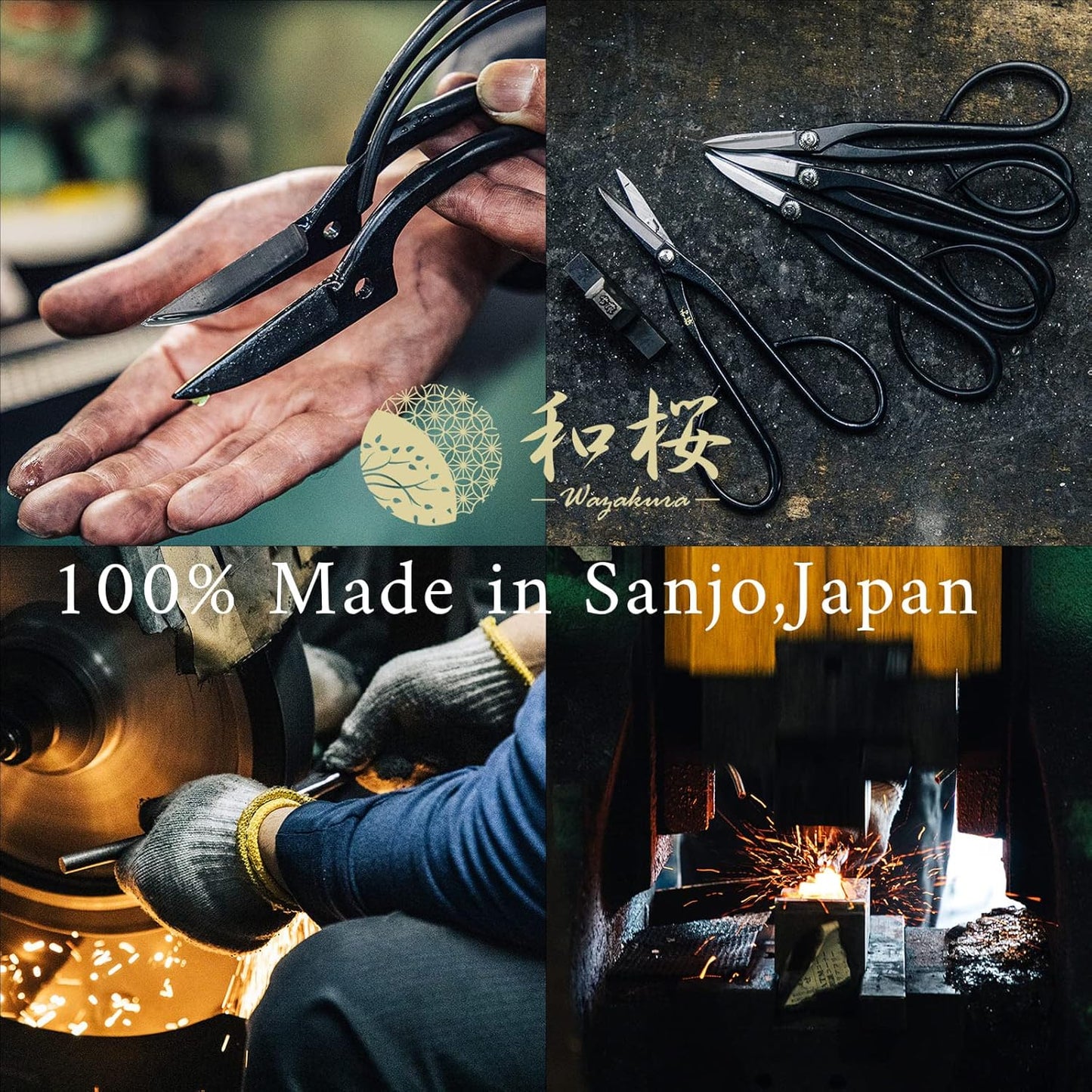Wazakura Japanese Bonsai Trimming Care Kit Made in Japan - Traditional Bonsai Scissors 7inch(180mm) + Sap Rust Eraser Gift Box Set