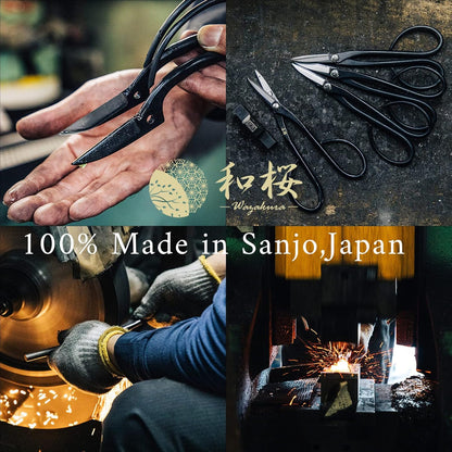 Wazakura Japanese Bonsai Trimming Care Kit Made in Japan - Traditional Bonsai Scissors 7inch(180mm) + Sap Rust Eraser Gift Box Set