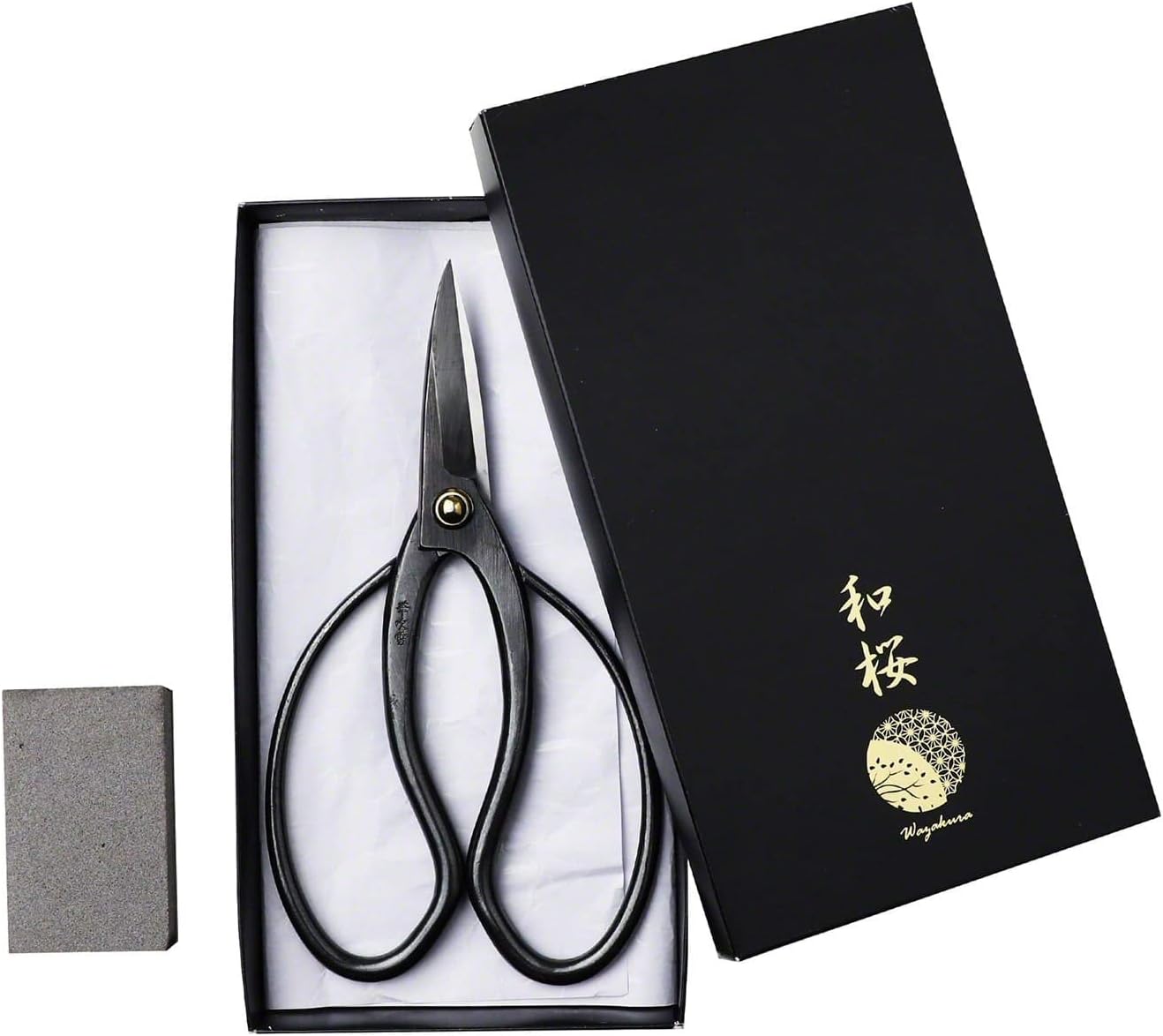 Wazakura Japanese Bonsai Trimming Care Kit Made in Japan - Traditional Bonsai Scissors 7inch(180mm) + Sap Rust Eraser Gift Box Set