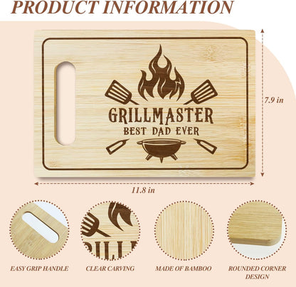 Best Dad Ever Bamboo Cutting Board, Grilling Gift For Men, Funny Charcuterie Boards for Home Kitchen Decor, Father's Day Birthday Gifts for Dad from Daughter Son -047