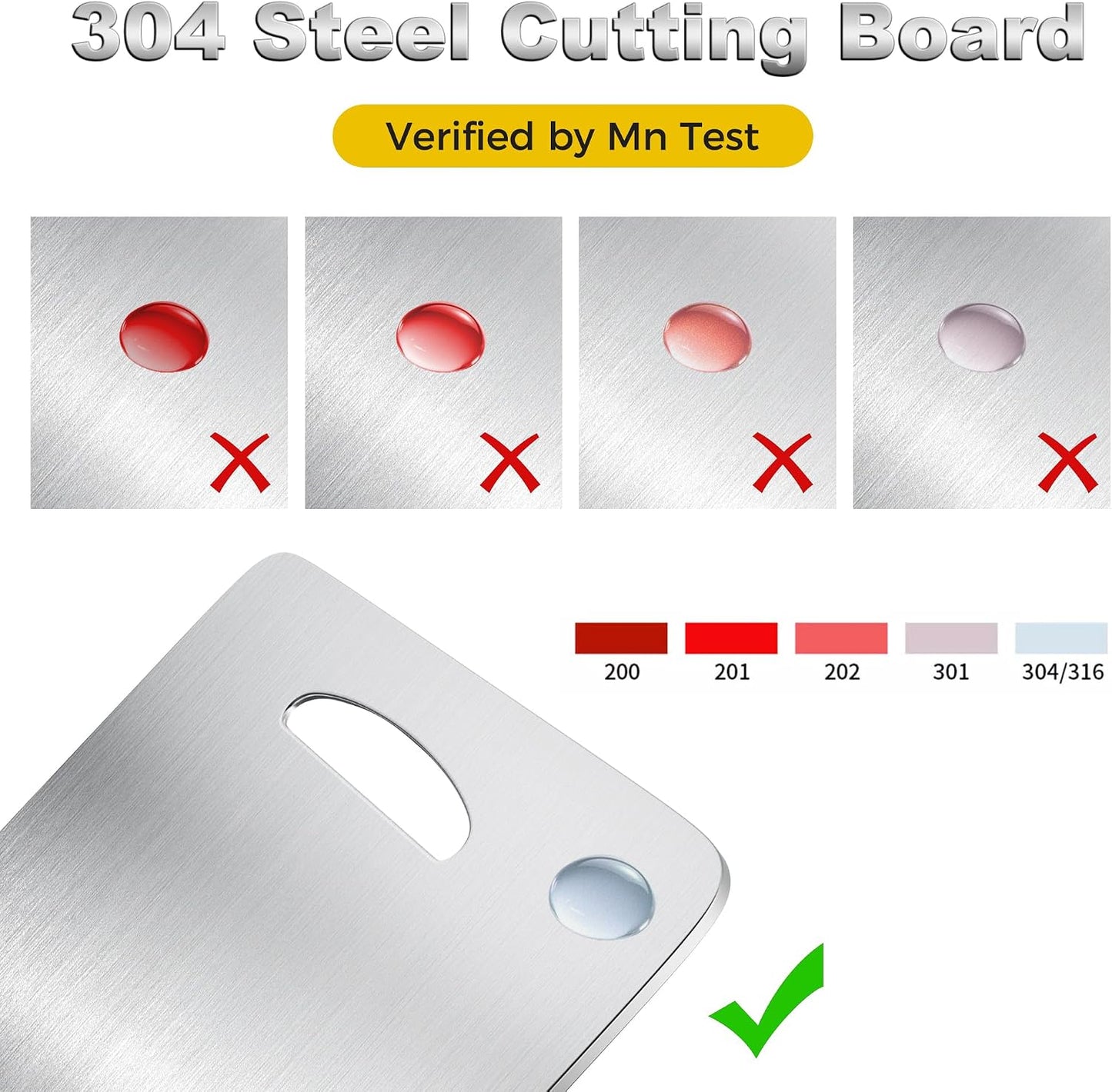 3 PCS 304 Stainless Steel Cutting Board Set for Kitchen