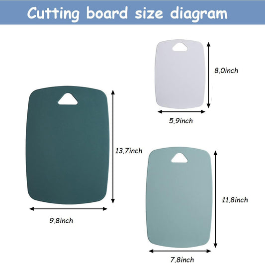 Plastic Cutting Board Set of 3, Cutting Boards for Kitchen,Thick Chopping Boards for Meat, Veggies, Fruits, with Easy Grip Handle,Dishwasher Saf,Suitable for outdoor camping, RV. (green)