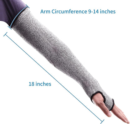 Cut Resistant Sleeves with Thumb Hole 18" Arm Protection Bite Proof for Thin Skin Anti Abrasion Safety Arm Guard for Garden Kitchen 1 Pair