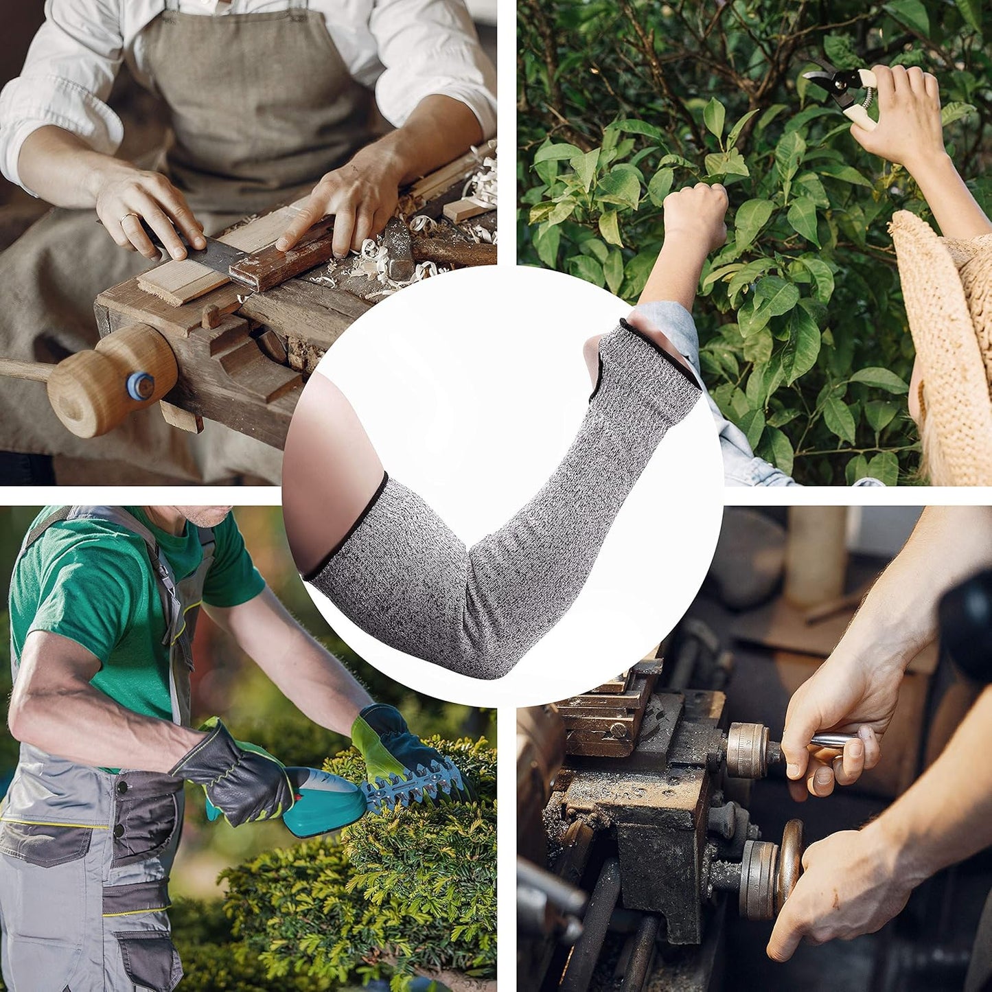 Cut Resistant Sleeves with Thumb Hole 18" Arm Protection Bite Proof for Thin Skin Anti Abrasion Safety Arm Guard for Garden Kitchen 1 Pair