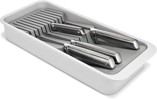DrawerStore 2-Tier Knife Kitchen Drawer Organizer, Holds up to 11 Knives, Disassembles for Easy Cleaning, Recycled Plastic