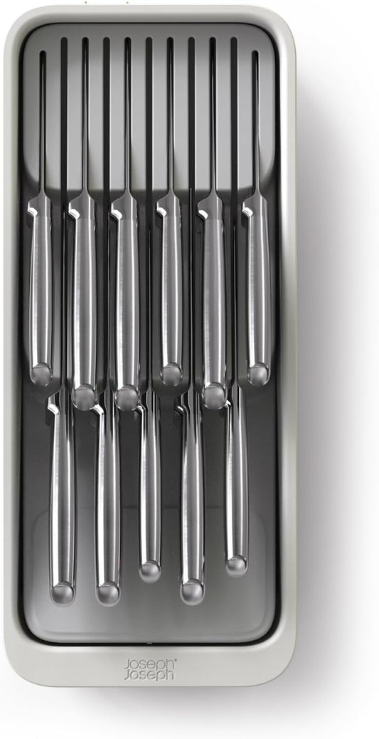 DrawerStore 2-Tier Knife Kitchen Drawer Organizer, Holds up to 11 Knives, Disassembles for Easy Cleaning, Recycled Plastic