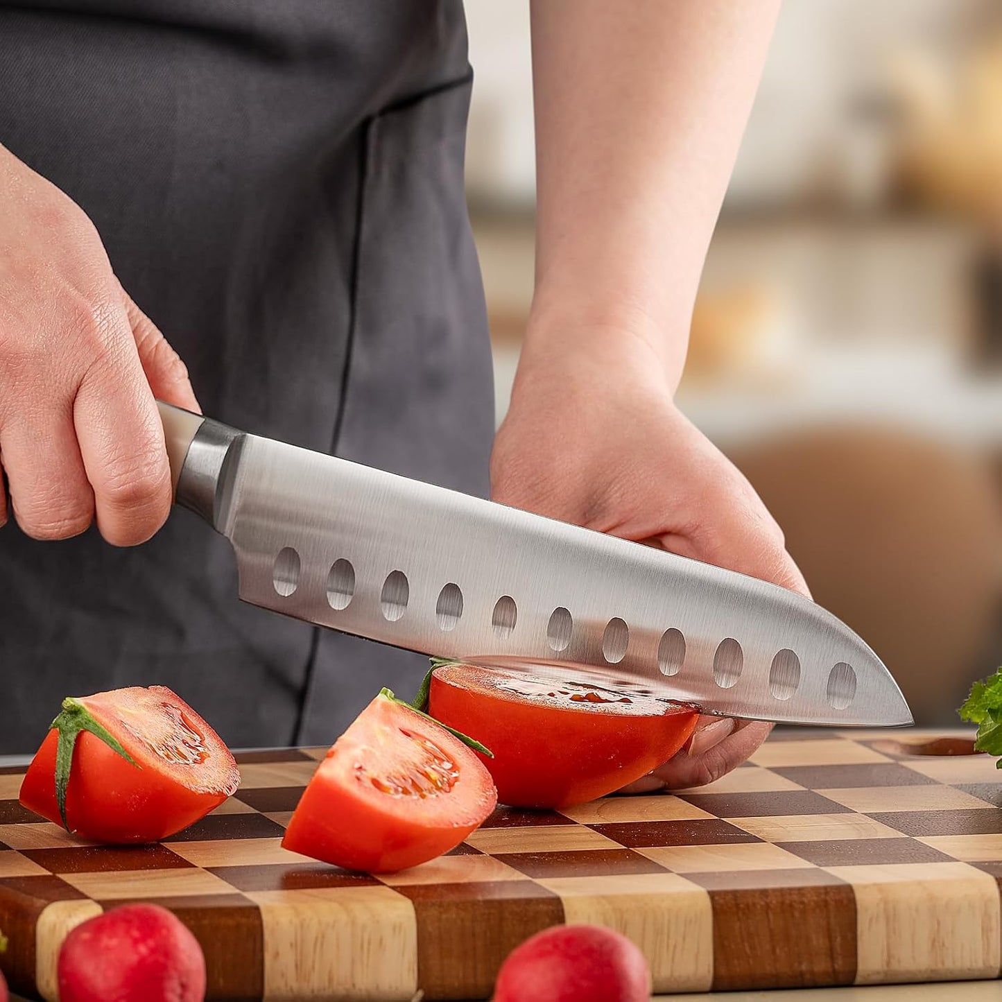 Knife Set, 15 pieces Knife Sets for Kitchen,High Carbon German Stainless Steel Knife Block Set with Built in Sharpener Block,Dishwasher Safe Kitchen Knives, White