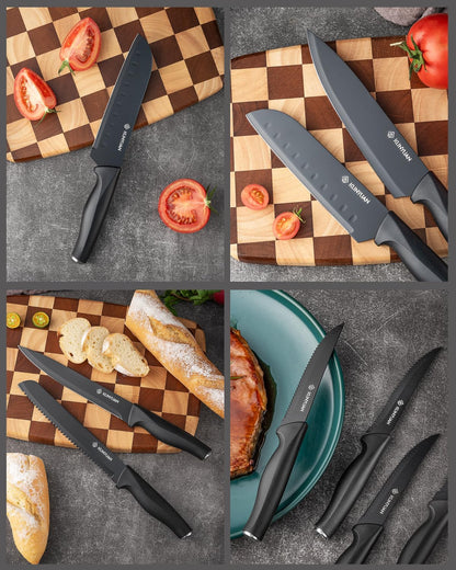 Knife Set, 15 pieces Knife Sets for Kitchen,High Carbon German Stainless Steel Knife Block Set with Built in Sharpener Block,Dishwasher Safe Kitchen Knives, White