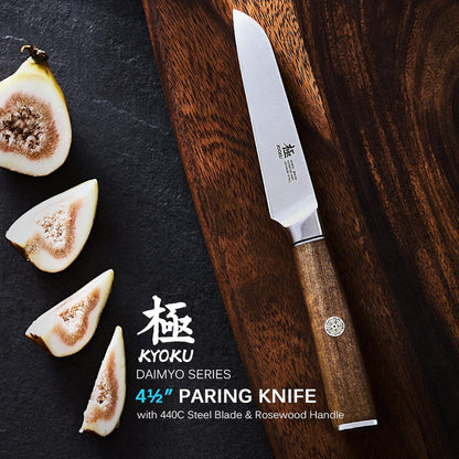 12in Slicing Knife, Daimyo Series 440C Steel Brisket Knife, Rosewood | Japanese 440C Stainless Blade Honed To 13-15 Degrees, Dimpled, Rosewood Handle With Mosaic Pin, Sheath And Case Included