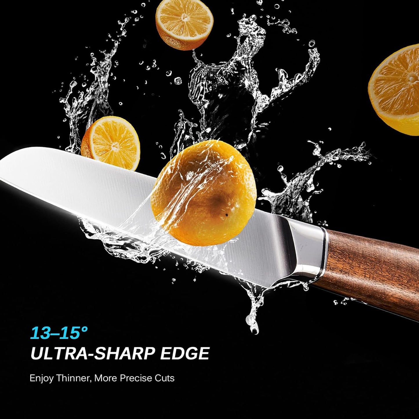 12in Slicing Knife, Daimyo Series 440C Steel Brisket Knife, Rosewood | Japanese 440C Stainless Blade Honed To 13-15 Degrees, Dimpled, Rosewood Handle With Mosaic Pin, Sheath And Case Included