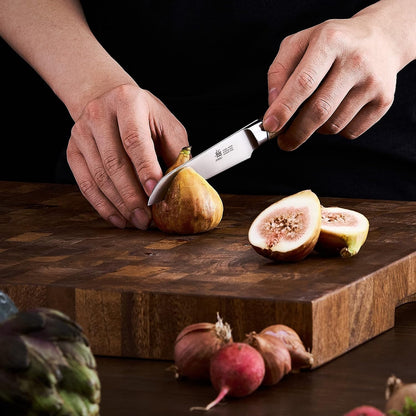 12in Slicing Knife, Daimyo Series 440C Steel Brisket Knife, Rosewood | Japanese 440C Stainless Blade Honed To 13-15 Degrees, Dimpled, Rosewood Handle With Mosaic Pin, Sheath And Case Included