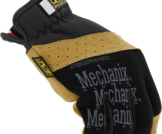 Material4X FastFit Leather Gloves Brown/Black, Large | Leather Abrasion-Resistant FastFit Gloves with Breathable, Secure Fit, Anti-Slip & Cut-Resistant Machine Washable Build