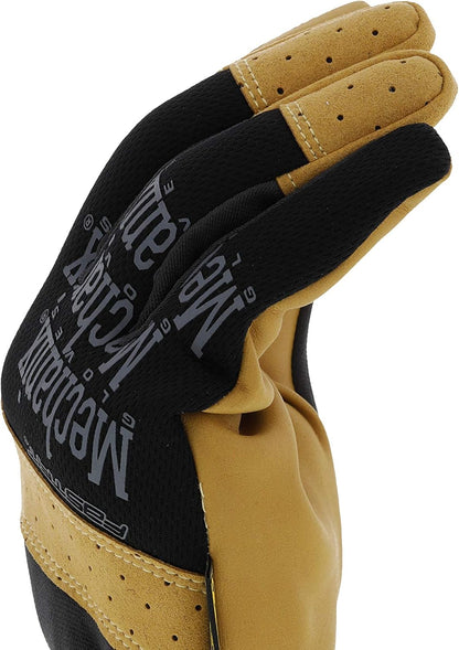 Material4X FastFit Leather Gloves Brown/Black, Large | Leather Abrasion-Resistant FastFit Gloves with Breathable, Secure Fit, Anti-Slip & Cut-Resistant Machine Washable Build